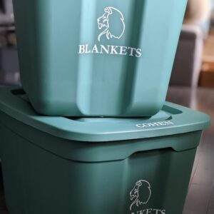 Bins with decal labels on them.