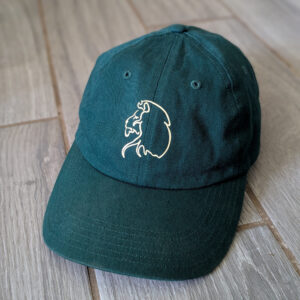 Hat with barn logo in heat transfer.